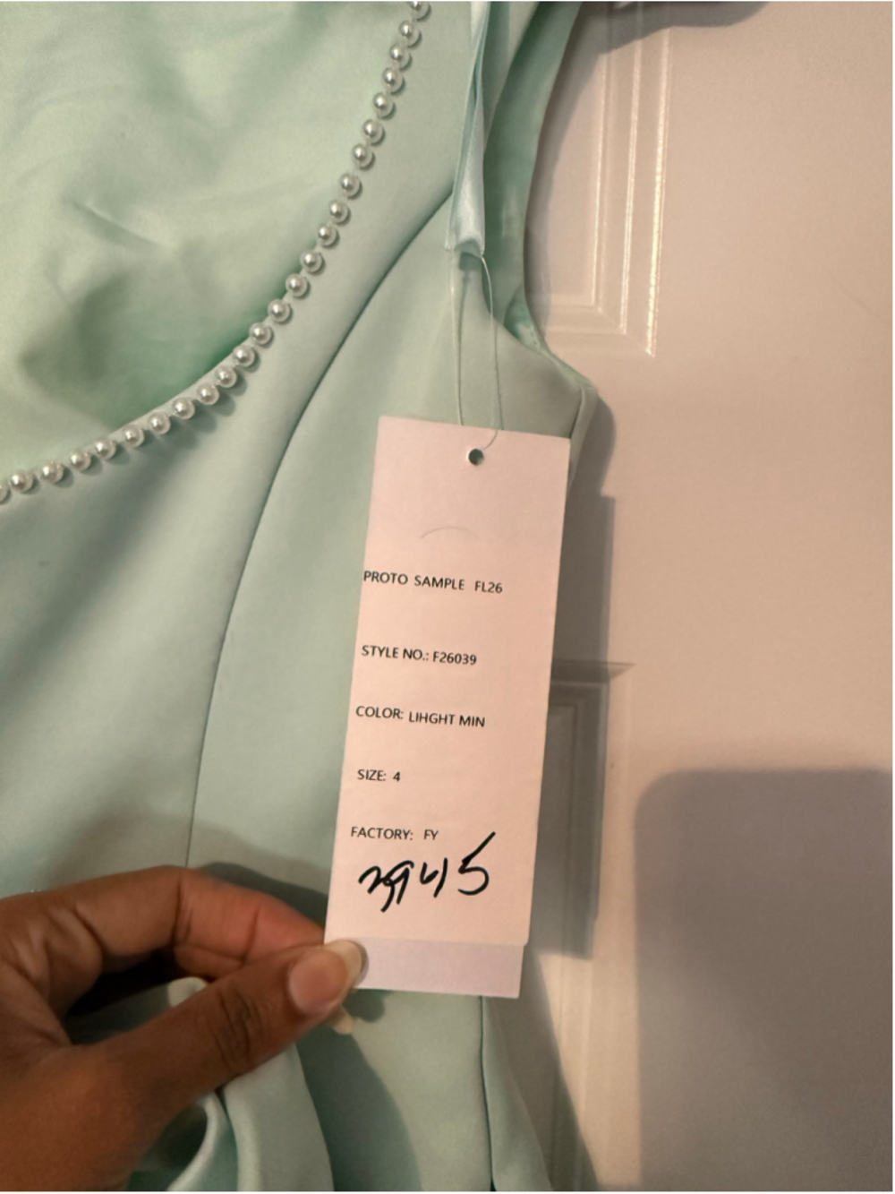 Women's Mini Dress Size 4 Mint Green with Pearl Trim - Picture 9 of 9